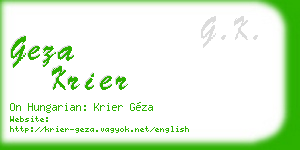 geza krier business card